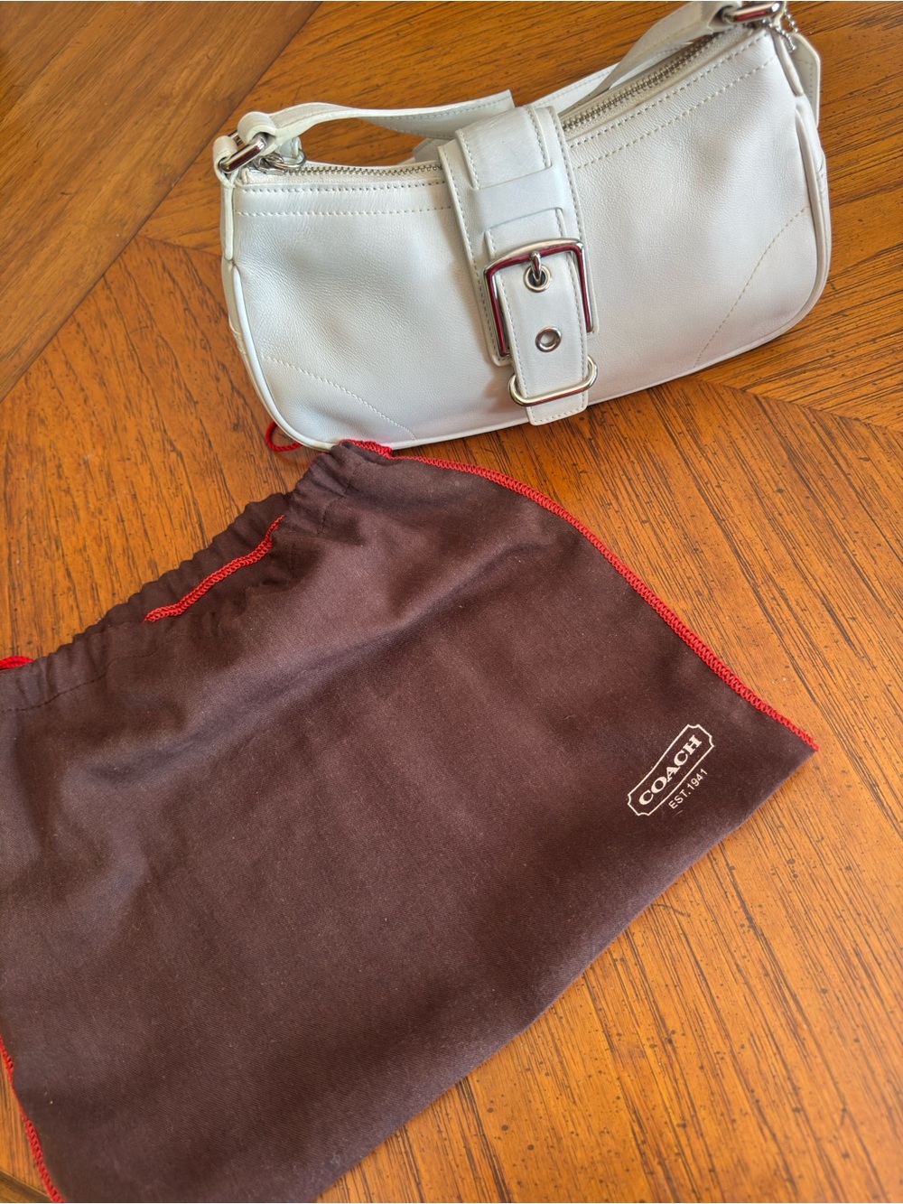 Coach Vintage White Leather Baguette Bag Y2K